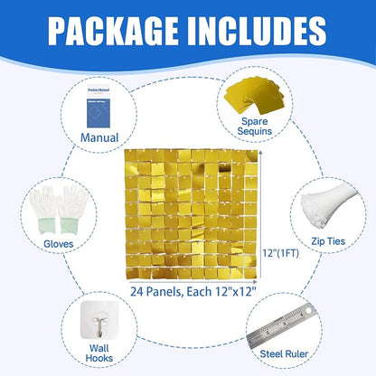 Ozikutech 24 Pcs Gold Shimmer Wall Backdrop Panels - Image 2
