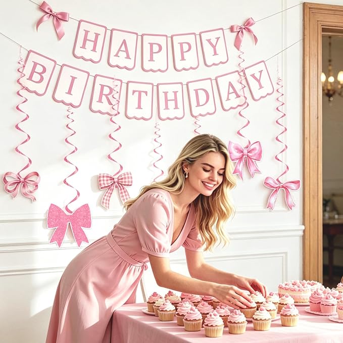 Bluegogo Pink Happy Birthday Banner - Image 5