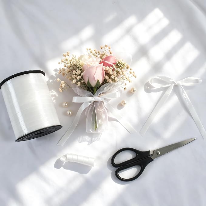 TONIFUL 250 Yards Shiny White Curling Ribbon 10mm Wide Balloon String | White - Image 3