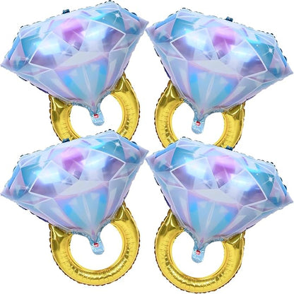 4pcs Engagement Ring Balloons, Foil Mylar Diamond Ring Balloons - Image 9