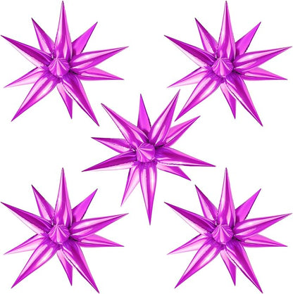 60 PCS Hot Pink Star Balloons, 12 Point cone Spike Explosion Star Foil Balloons by Moukiween