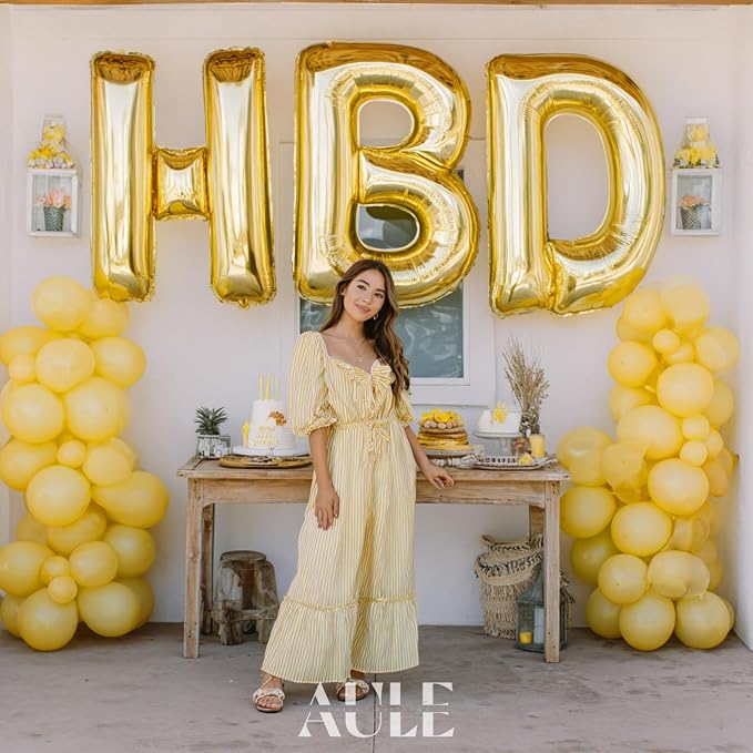 AULE 40 Inch Gold S Balloon Letter Foil A-Z Birthday Big Alphabet | Birthday - Image 5