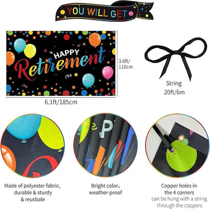 Happy Retirement Party Decorations, Backdrop Banner, Yard Sign, Photo Booth - Image 2
