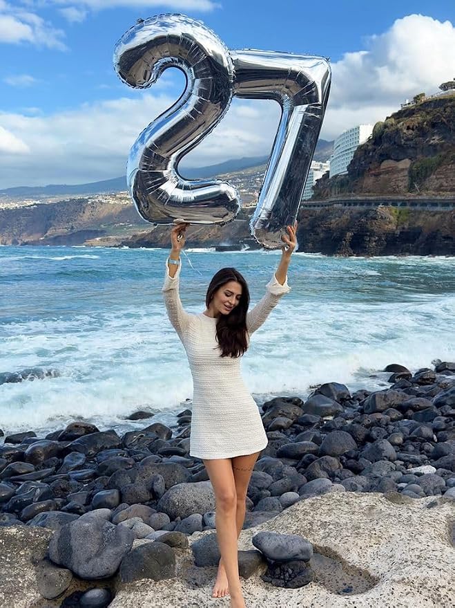 Large Number Balloons 40 Inch Silver 16 Balloon - Image 3