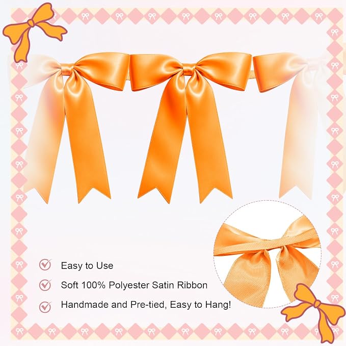2 Strings of 16PCS Golden Yellow Bow Garlands Banner Decoration, Pre-Strung - Image 3
