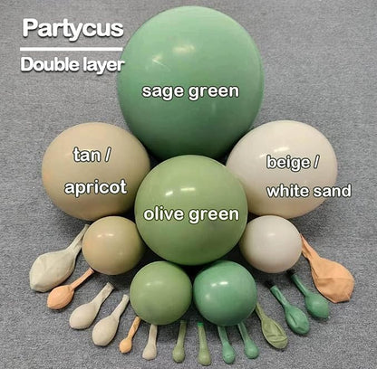 Sage Green Brown Balloon Arch Kit Double Stuffed Dusty Olive Green Tan White - Image 3