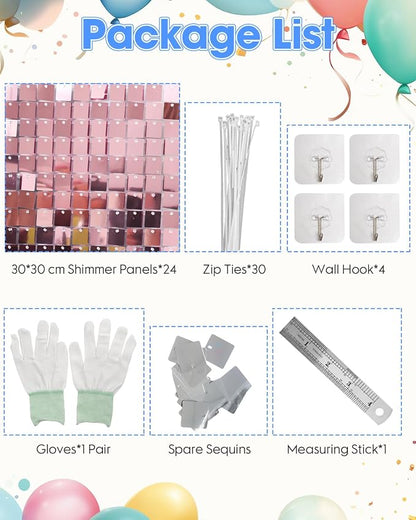 Pink Shimmer Wall Backdrop, 24 Panels, 6x4 Ft Photo Backdrop | wedding backdrop - Image 5