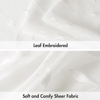MIULEE Ivory Sheer Kitchen Curtains 30x36 Inches Length 2 Panels Embroidered - Image 4