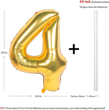 40In Large Gold Number Balloon 4 Aluminum Foil Mylar Big Number Balloon 0-9 | - Image 2