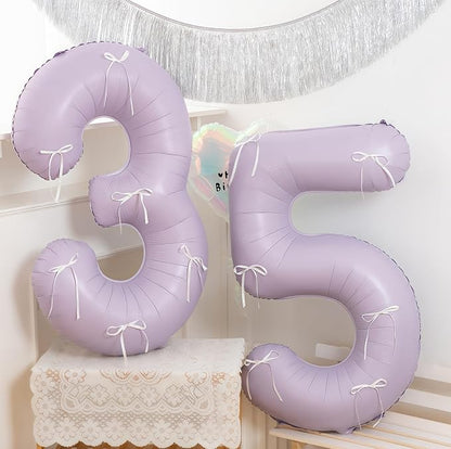 Pastel Purple 40 Number Balloons, 40 Inch Light Purple 40 Balloons Large Helium - Image 5