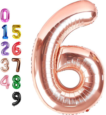 Number Balloons Rose Gold 6 Balloon 40 inch by Enyeopd