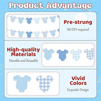 2Pcs Blue Baby Gender Reveal Decorations, Pre-Strung Boy or Girl Banner - Image 3