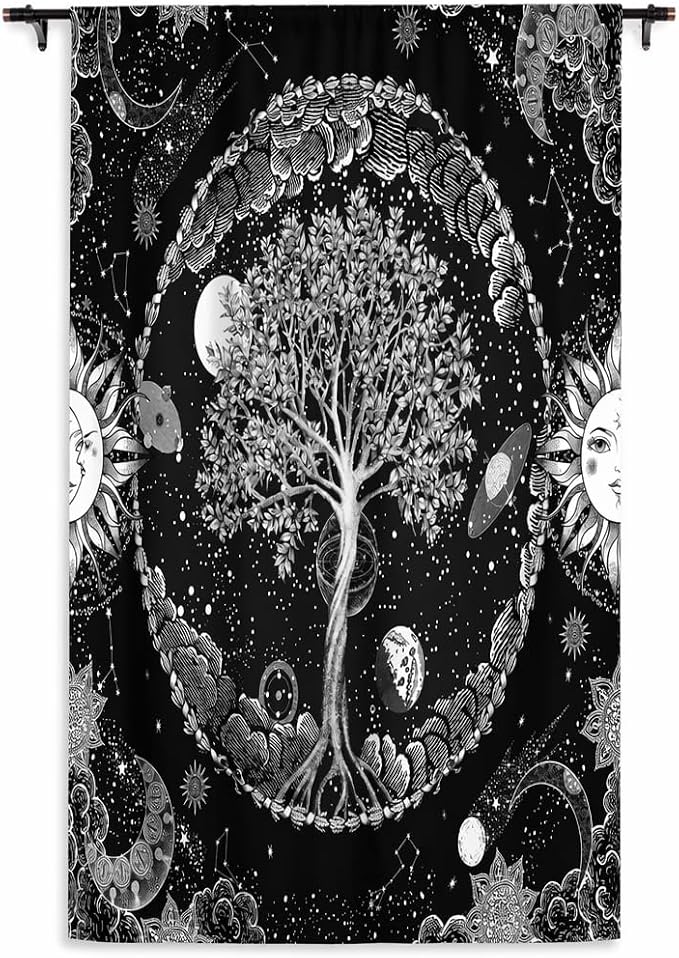 HMS Happy Memories Door Curtain, Tree of Life, 1 Panel | Rod Pocket, Thermal by HMSHappyMemoriesHomeDecorations