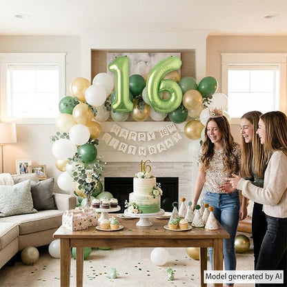 Light Green Number 16 Balloon 40 Inch, Shiny Foil Sweet 16 Party Supplies | - Image 7