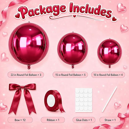 Burgundy Red Round Foil Balloons - Image 2