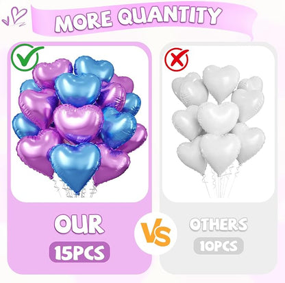 Blue Purple Heart Balloons - Image 3