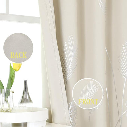Cream Beige Room Darkening Curtains 102 Inches Long - Image 3