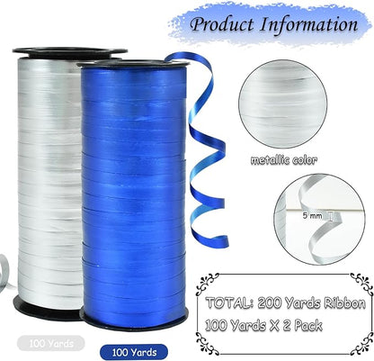 BEISHIDA Blue and Silver Curling Ribbons Balloon String Ribbons - Image 2
