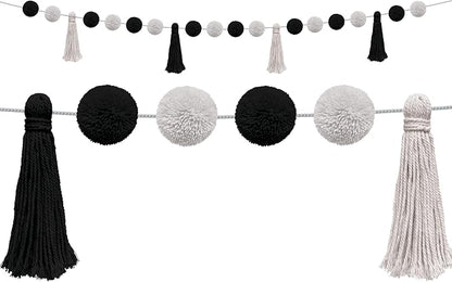 Teacher Created Resources Black and White Pom-Poms and Tassels Garland by TeacherCreatedResourcesOS