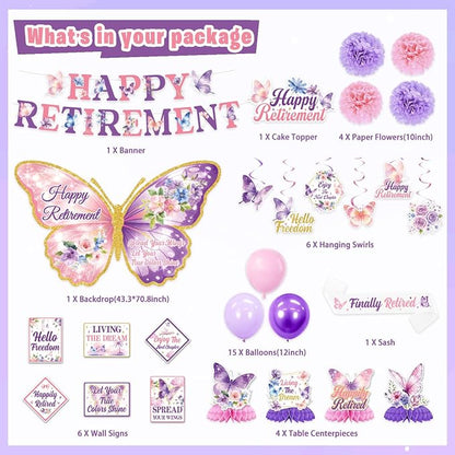 Retirement Party Decorations for Women, Butterfly Retirement Decorations | - Image 2