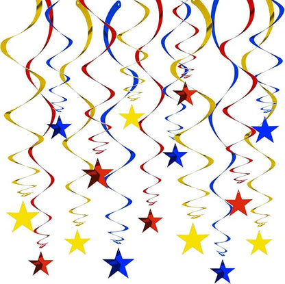 BEISHIDA Red Blue Gold Star Hanging Swirl Decorations, Birthday Hanging Party by Beishida