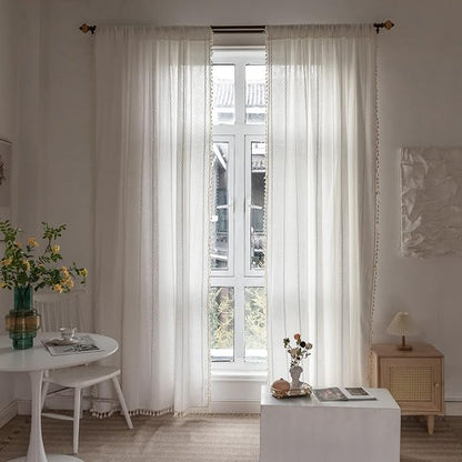 Boho Linen Curtains Off White - Image 4