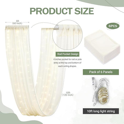 Ivory Ceiling Drapes with Lights - Image 5