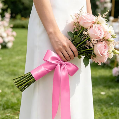 30Yards 1In Hot Pink Satin Ribbon - Image 5