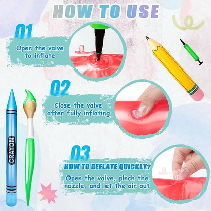 SAYAYA 16 Pcs Large Inflatable Pencil Balloons Set Jumbo Inflatable Crayons - Image 3