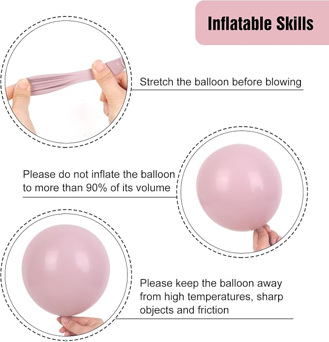 RUBFAC Dusty Pink Balloons Different Sizes Blush Pink Balloon Arch 154pcs | - Image 4