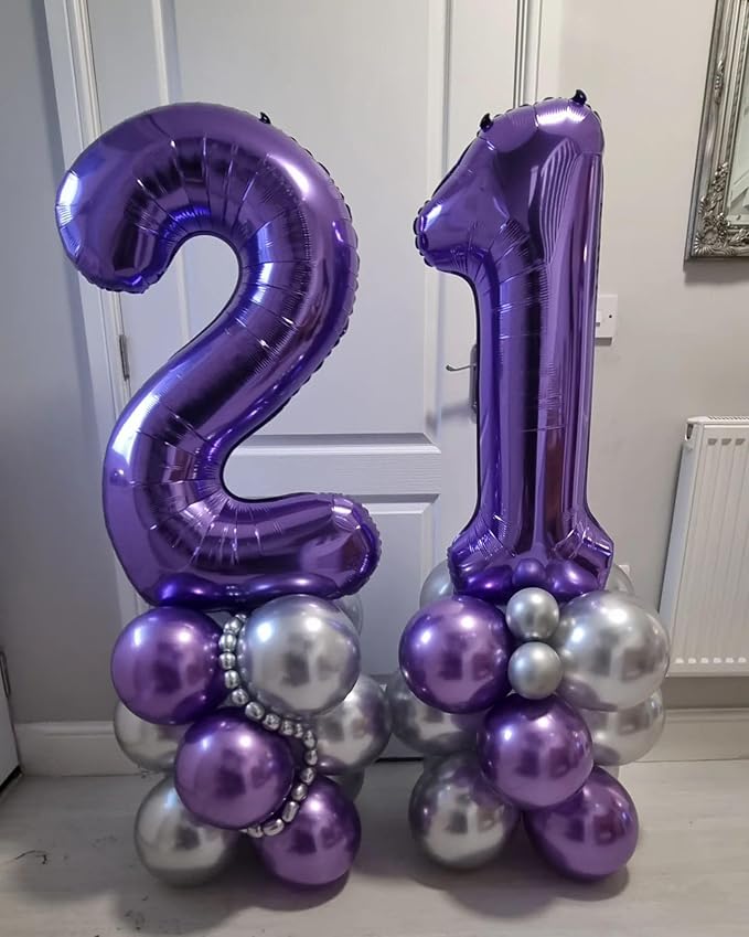 Number 18 Purple Balloons 40 Inch Giant Purple 18 Number Foil Helium Balloons - Image 5