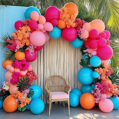 Hot Pink Blue Orange Balloon Garland - Image 2