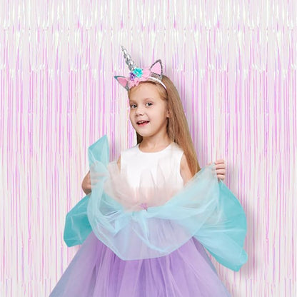 Voircoloria Iridescent Foil Fringe Backdrop Curtains, 2 Pack | Tinsel Streamers - Image 6