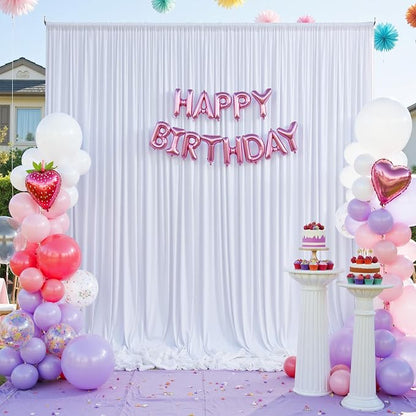 20×14 ft White Wrinkle Free Backdrop Curtain, Soft Silky Polyester Wedding - Image 6