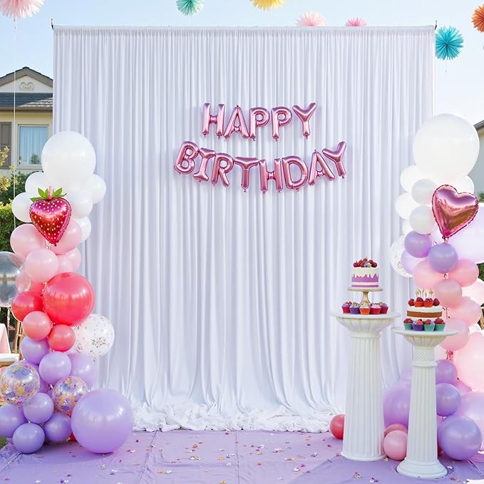 30×14 ft White Wrinkle Free Backdrop Curtain, Soft Silky Polyester Wedding - Image 8