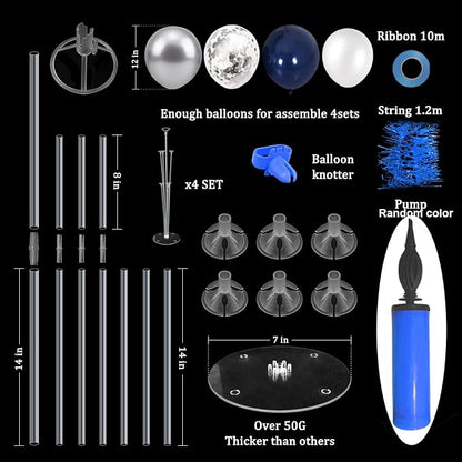 ZJDHPTY 4 Set Navy Blue Silver Balloon Stand Table Centerpieces Party Decor | - Image 3
