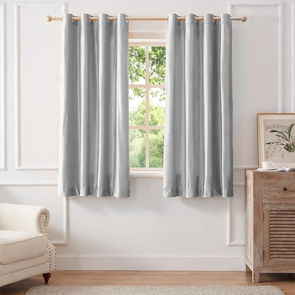 BULBUL Velvet Light Blue Grommet Blackout Curtains 72 inch by ModernShinyVelvetCurtains