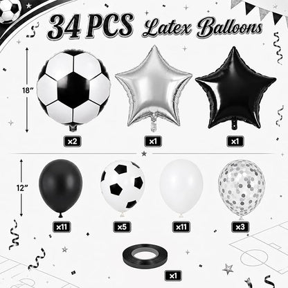 Soccer Balloons, Metallic Silver Confetti Balloons - Image 2