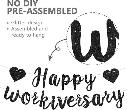Black Glitter Happy Workiversary Banner - Image 2