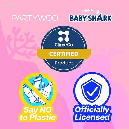 PartyWoo Baby Shark Pink Foil Round Star Mylar Number 1 Balloons 5pcs | Balloons - Image 7