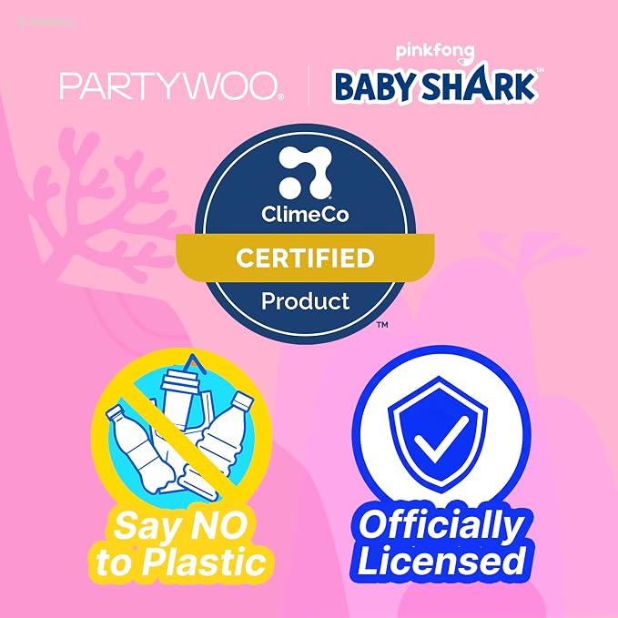 PartyWoo Baby Shark Pink Foil Round Star Mylar Number 2 Balloons 5pcs | Balloons - Image 8