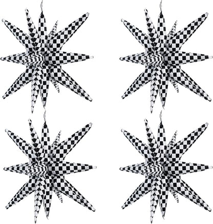 TONIFUL 4 Pcs Checkered Explosion Star Balloons Race Car Themed Party Decor | by TONIFUL