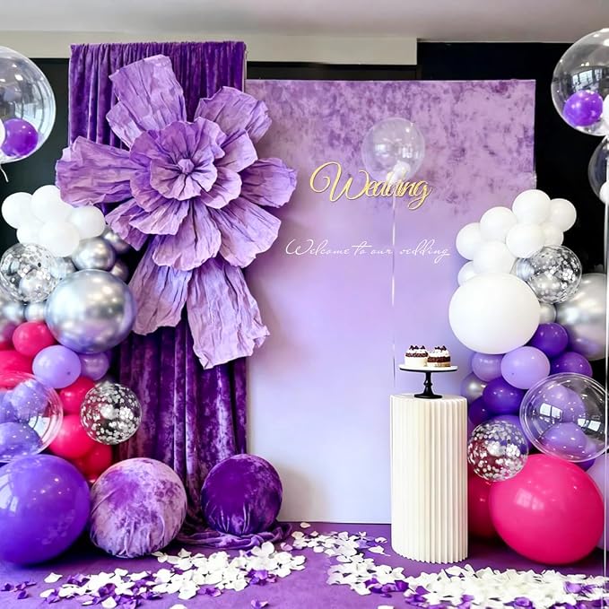 MEBAY Hot Pink Purple Silver Baloon Garland Arch Kit - Image 7