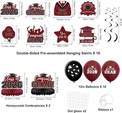 59Pcs Graduation Decorations 2026 Backdrop Balloons Banner Centerpiece Hanging - Image 3