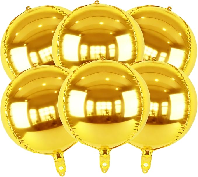 6pcs Gold Foil Balloons 22inch Round Balloons by Namyoo