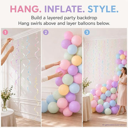 Pastel Party Decorations, matte pastel balloons and glue dots create soft - Image 5