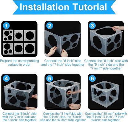 Xinjoduz 11 Holes Balloon Sizer Cube Box, 2-10 Inch Collapsibles Plastic - Image 5