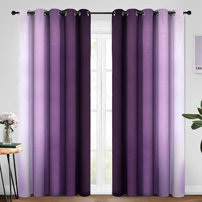 Yakamok Ombre Curtains Purple and Greyish White - Image 2