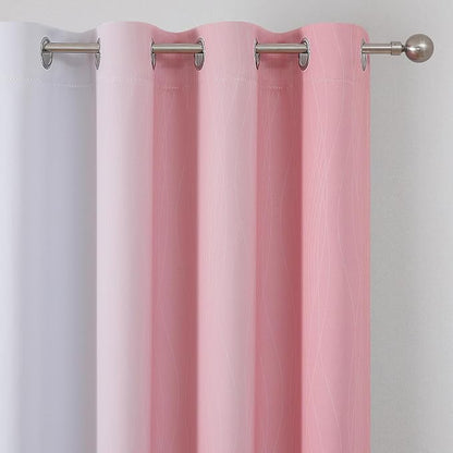 Pink and Greyish White Ombre Blackout Curtains 54 Inch Long - Image 4