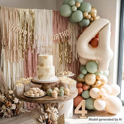 Cream Number 4 Balloon 40 Inch, Foil Numeral - Image 3